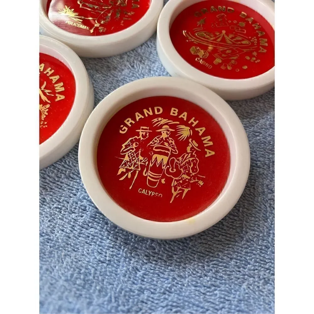 Vintage Coaster Set Tiki Hawaiian Costal